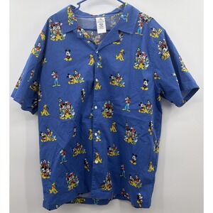 Disney Parks Mickey Mouse & Friends Shirt ADULT XLarge Woven Button Up All Over